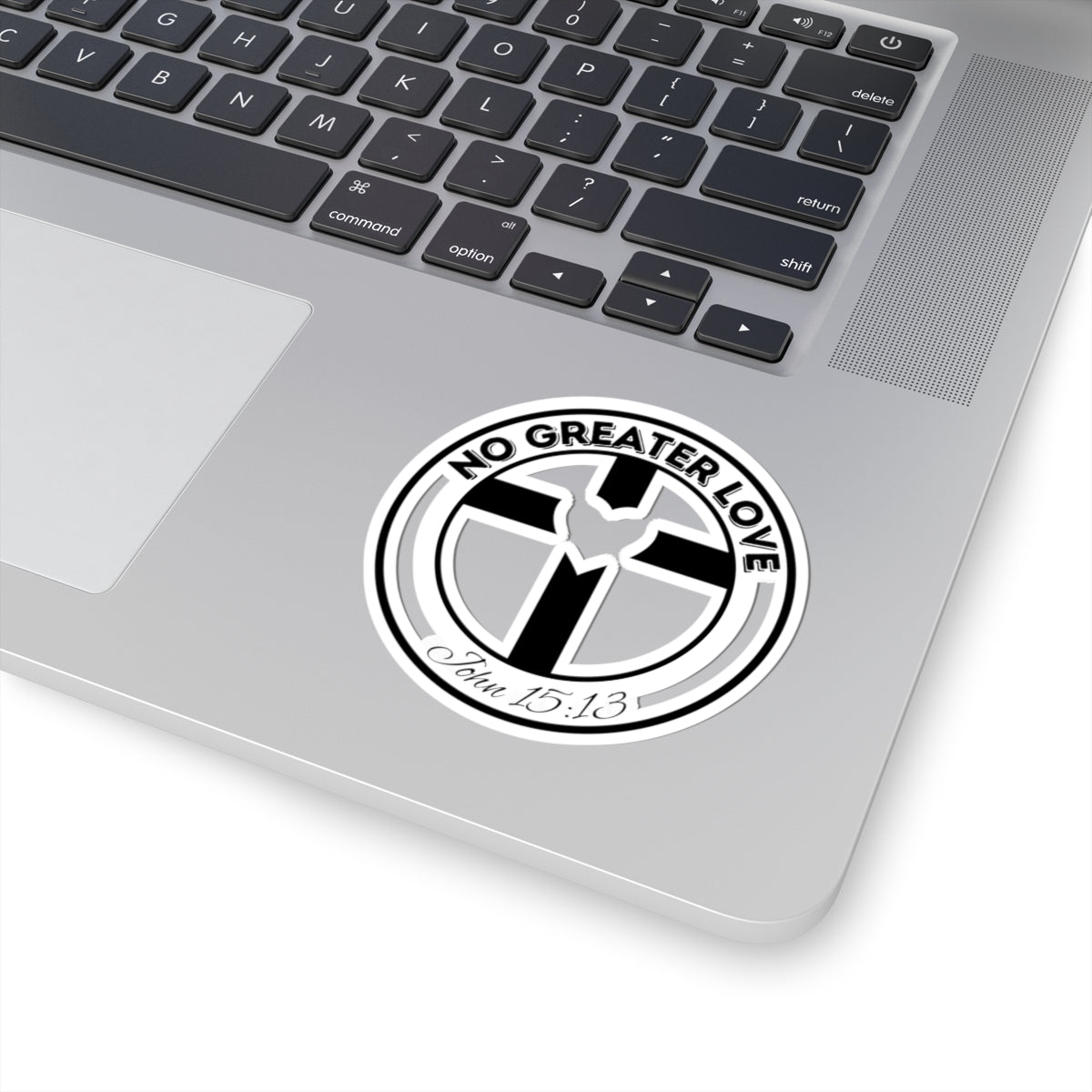 No Greater Love Sticker (John 15:13) | Cross & Heart Vinyl Decal - Waterproof Faith Gear