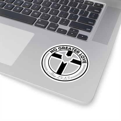 No Greater Love Sticker (John 15:13) | Cross & Heart Vinyl Decal - Waterproof Faith Gear